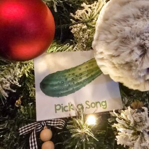 Christmas Find the Pickle Singing Time Idea - Bring this fun Christmas morning tradition to hunt for a pickle to your Primary room! Find pickles hidden around the room to pick a way to sing card, a song to sing next, or to pick a "winner" to help you lead, be your next pickle hiding helper, or whatever other task you'd like. Fun lesson plan for LDS Primary Music Leaders and families.