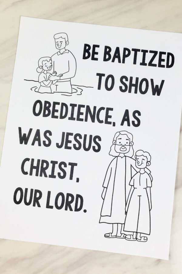 Baptism black and white color-in flip chart