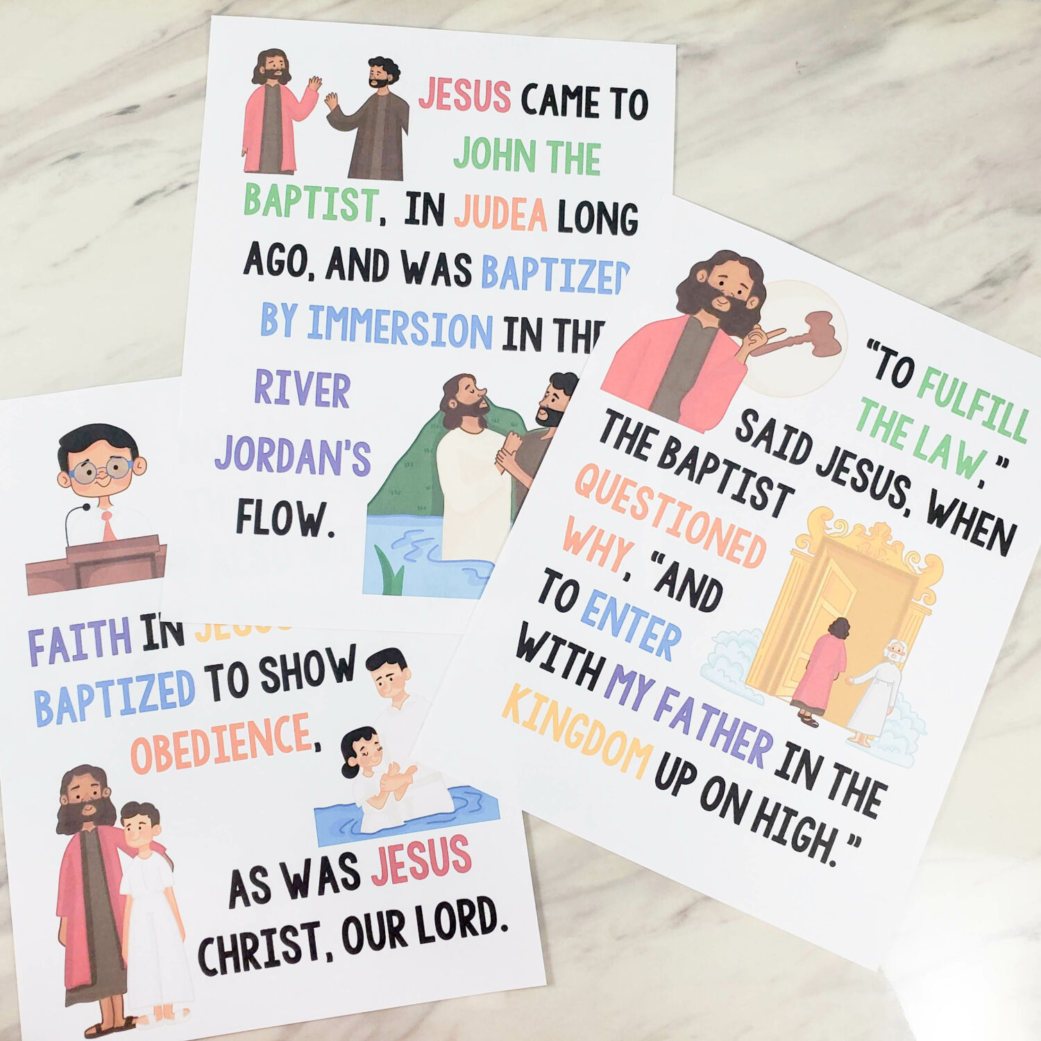 Baptism flip chart all 3 verses colorful