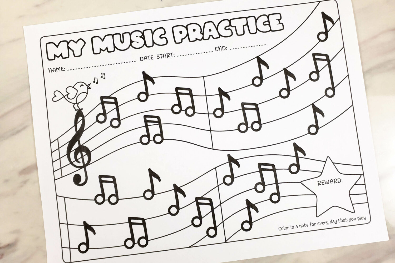 Music Practice Tracker & Rewards Chart Printable Singing time ideas for Primary Music Leaders Music Trackers4