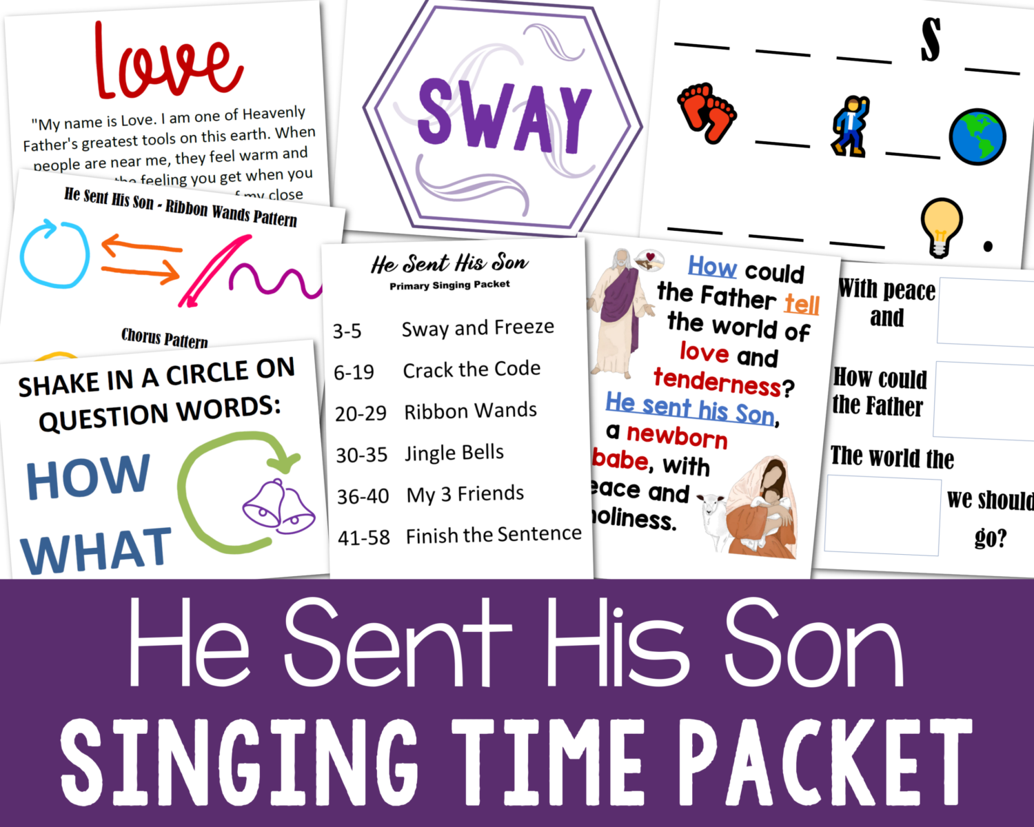 He Sent His Son Singing Time ideas and flip chart Primary music leader teaching packet