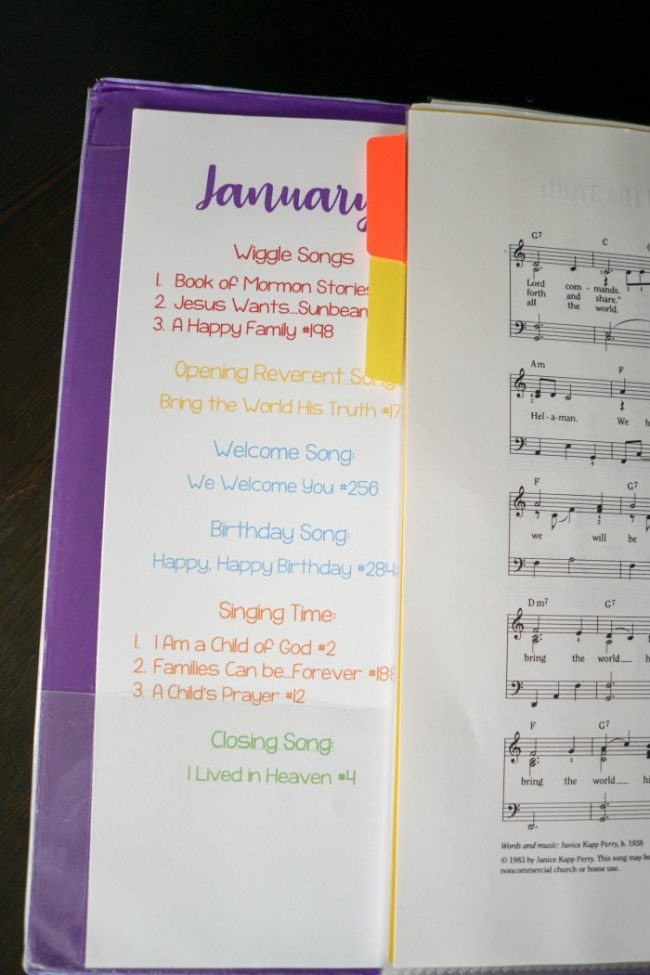 Monthly and Yearly Song List Printable Singing time ideas for Primary Music Leaders Singing Time 04317 650x975 1