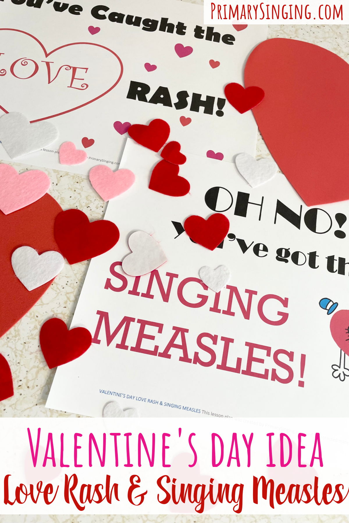 This fun Valentine's Day Love Rash and Singing Measles singing time activity is a fun way to review any primary song by awarding singers with singing measles for LDS Primary Music Leaders Come Follow Me New Testament.