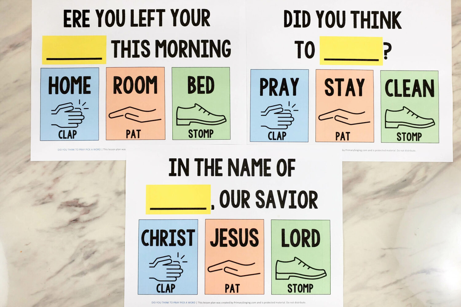 Did You Think to Pray Pick a Word singing time idea lesson plan and printable helps for LDS Primary Music Leaders teaching helps!
