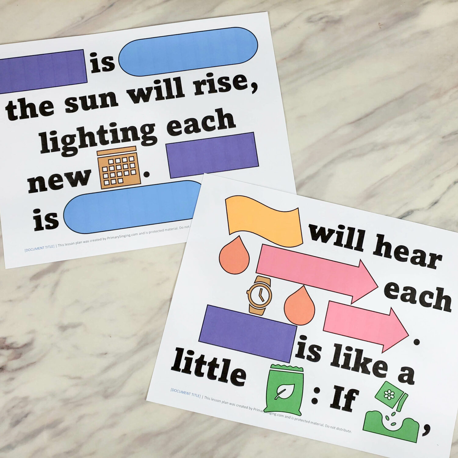 LDS Song Faith Color Clues singing time idea fun way to help teach the song line by line and decode the different colors and symbols to add in lots of fun and meaningful repetition! Great teaching aids for Primary music leaders / Primary choristers.