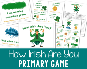 How Irish Are You? Fun printable St Patrick's Day quiz and game designed for LDS Primary Music Leaders but would also be a fun activity for preschool and classrooms. Printable and Slideshow options.