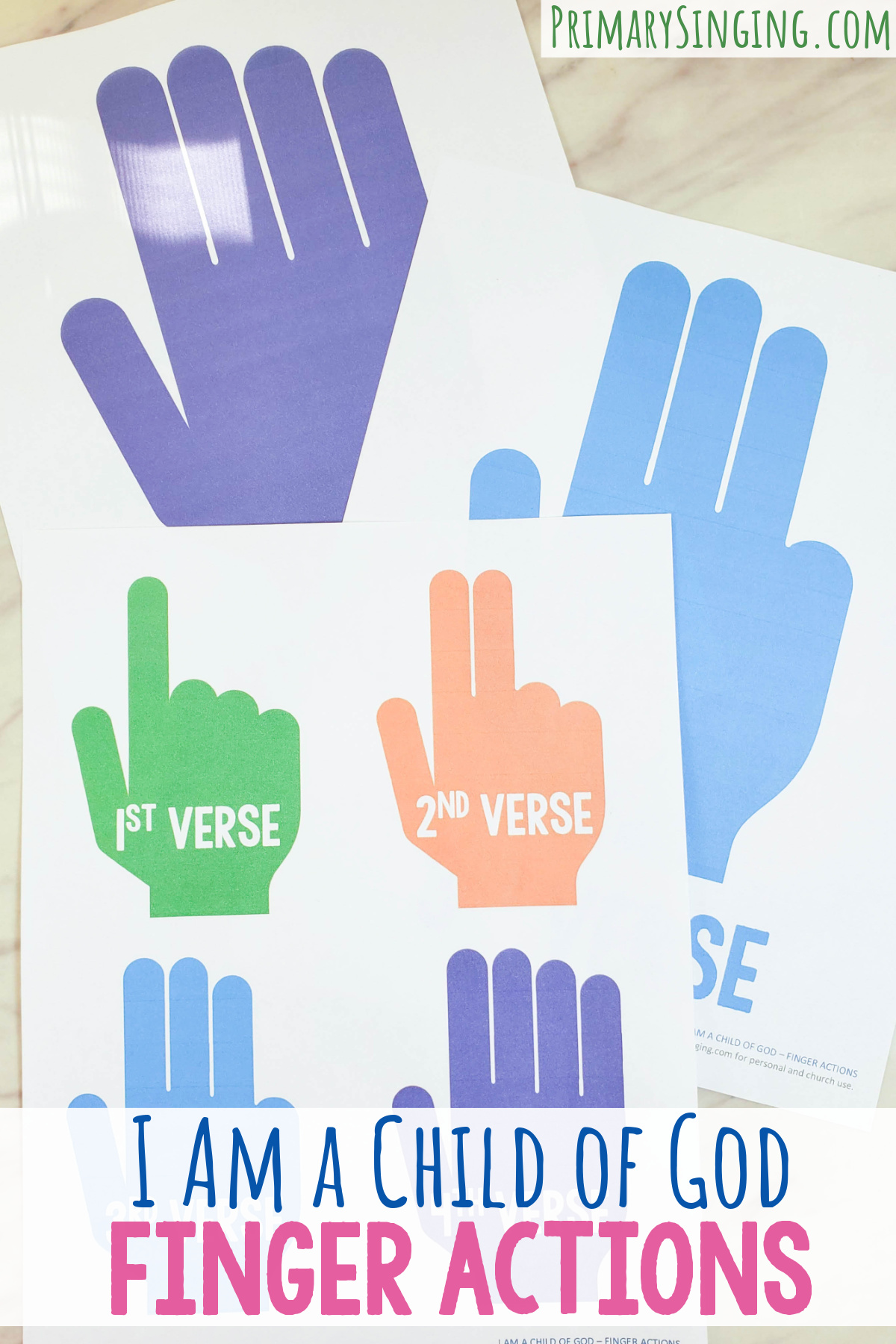 I Am a Child of God Finger Actions fun visual aids to help introduce and teach each verse of this song with simple actions using finger actions. Printable song helps for LDS Primary music leaders.