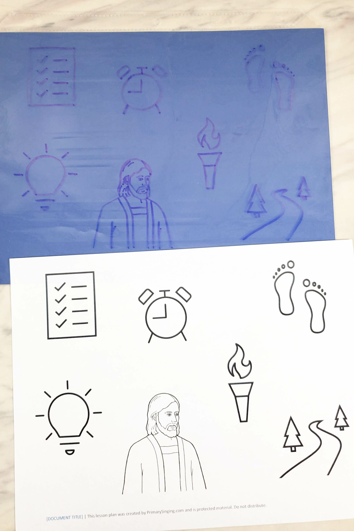 I Will Shine Flashlight Seek singing time idea with a printable template to help you create a magic hidden scene that you'll reveal one image at a time with the cutout flashlight that highlights each icon! Grab this printable template and follow along with our lesson plan for LDS Primary Music Leaders.