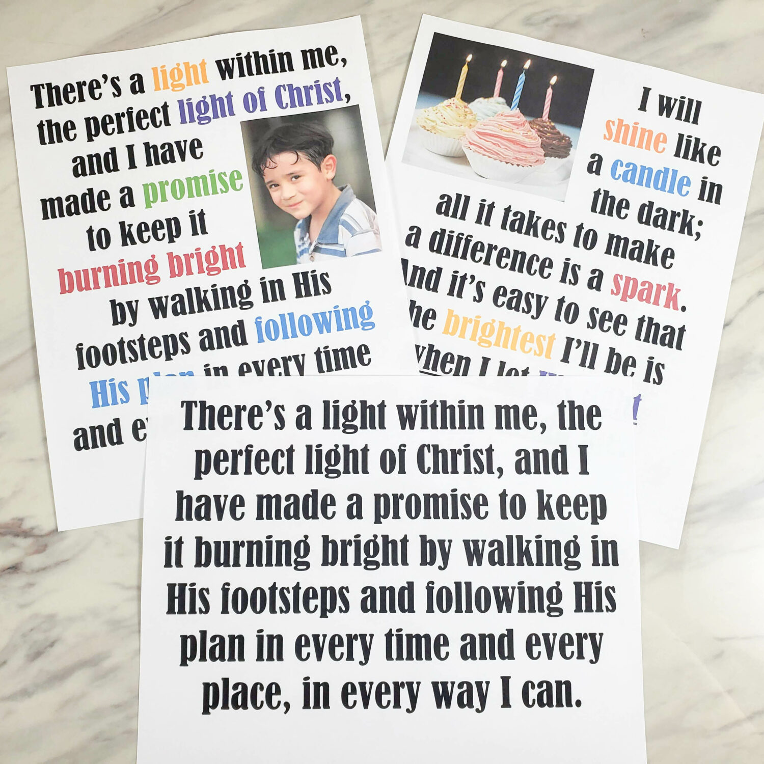 I Will Shine Flip Chart new Primary song by Shawna Edwards lyrics and flipcharts in 3 different styles including colorful, black and white lyrics only, and slideshow options!