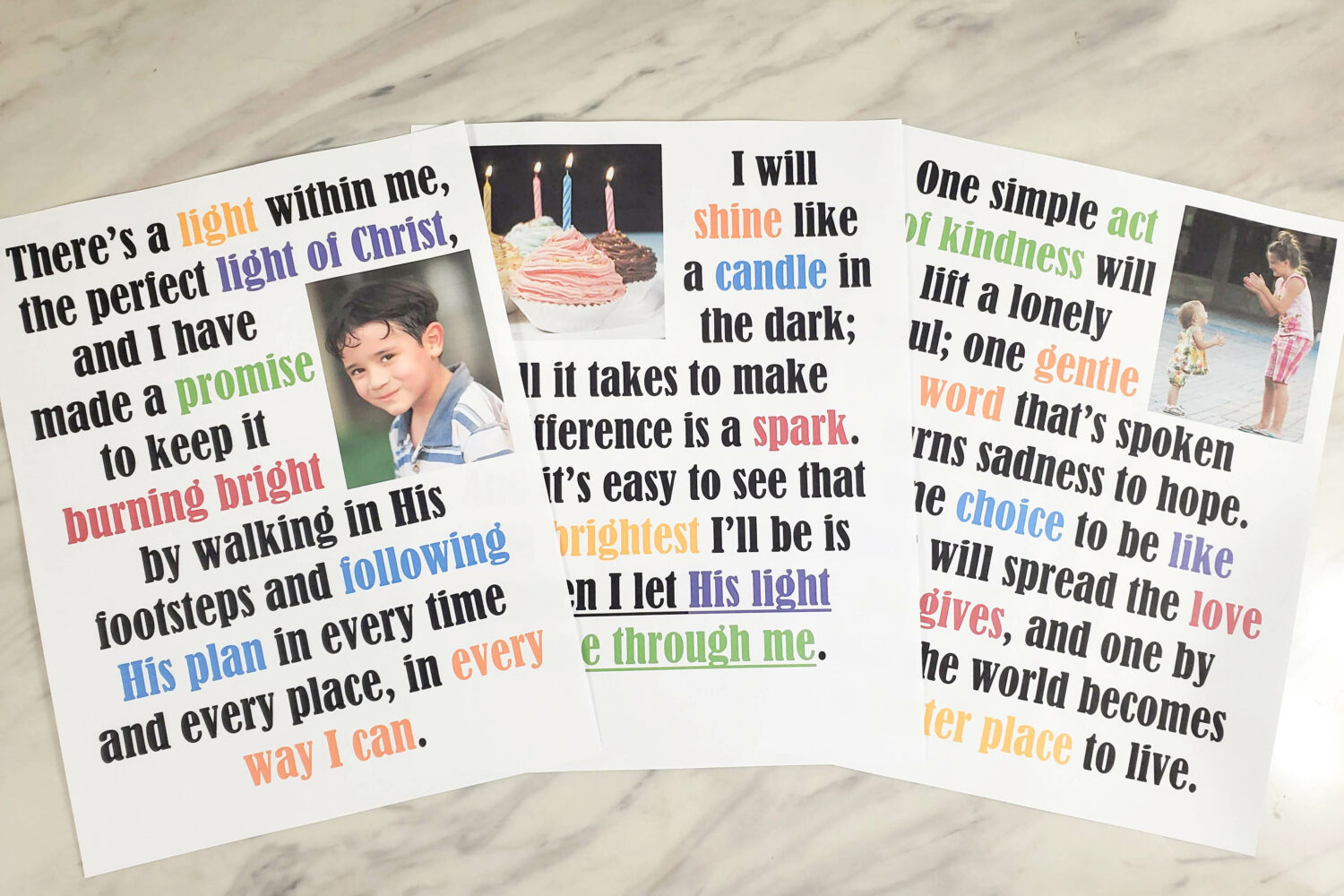 I Will Shine Flip Chart new Primary song by Shawna Edwards lyrics and flipcharts in 3 different styles including colorful, black and white lyrics only, and slideshow options!