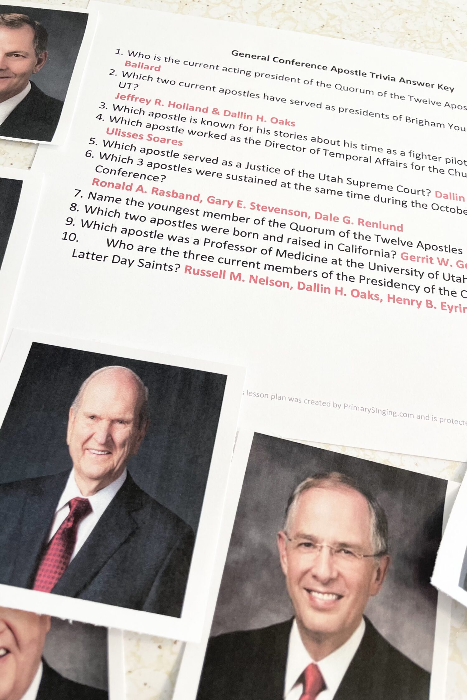 Help your primary kids get excited for General Conference with this fun General Conference Apostle Trivia game of matching trivia questions to pictures of apostles for LDS Primary Music Leaders.