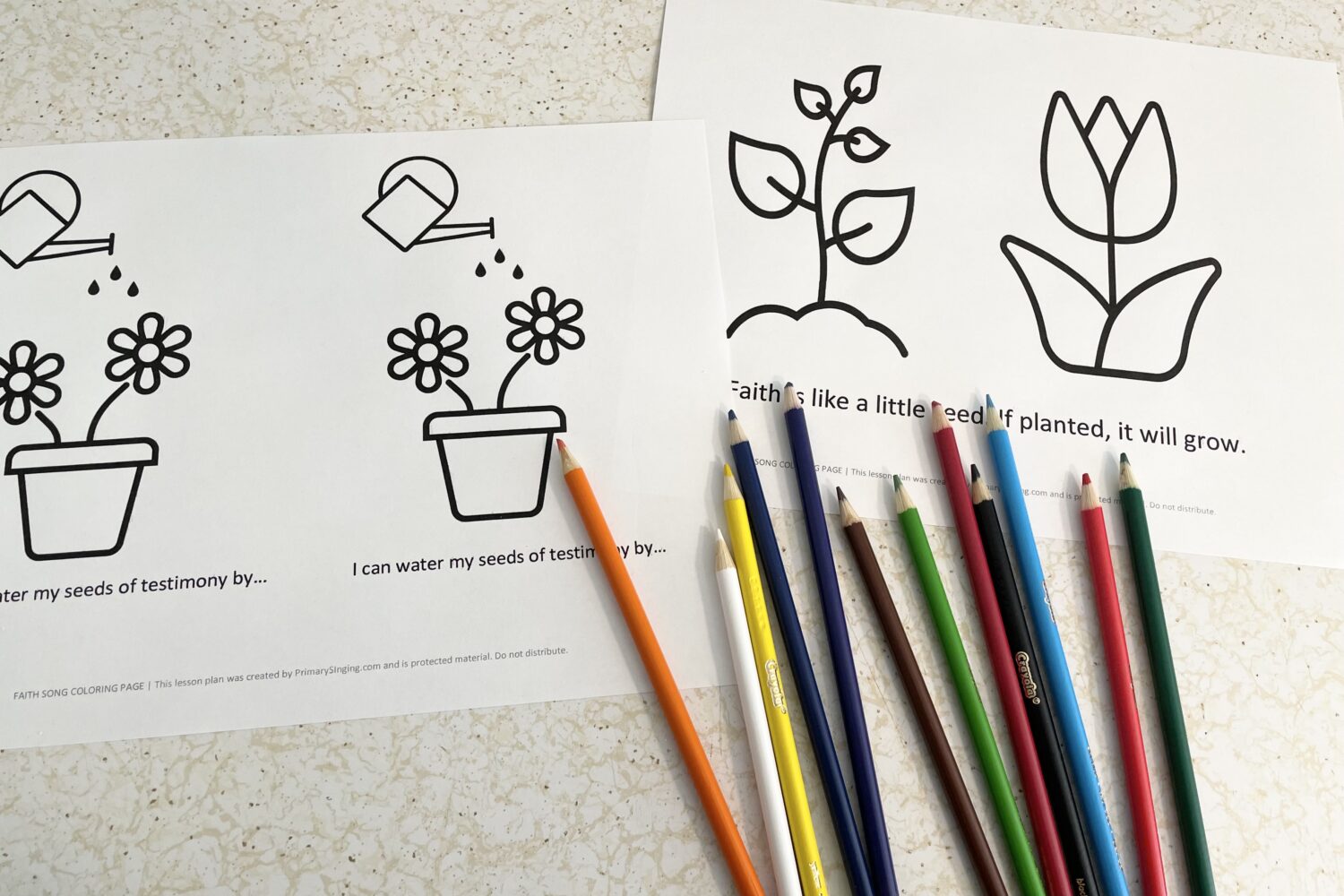Use this fun & simple Faith Primary Song Coloring Page to review this Come Follow Me New Testament primary song and learn how to build faith while coloring pictures for LDS Primary Music Leaders.
