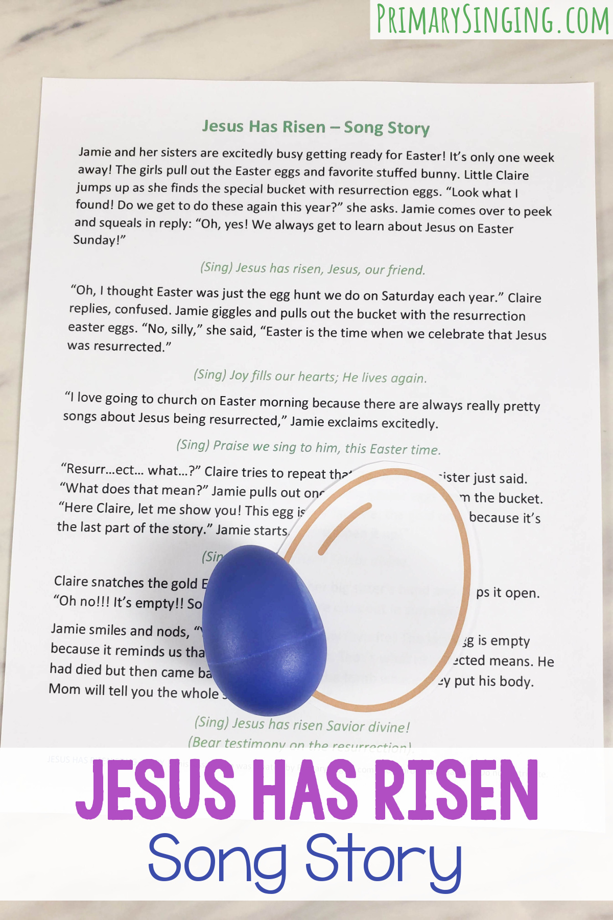 Jesus Has Risen Song Story - Share the song lyrics interwoven with a cute Easter story to teach this song for LDS Primary music leaders in singing time including lesson plan and printable
