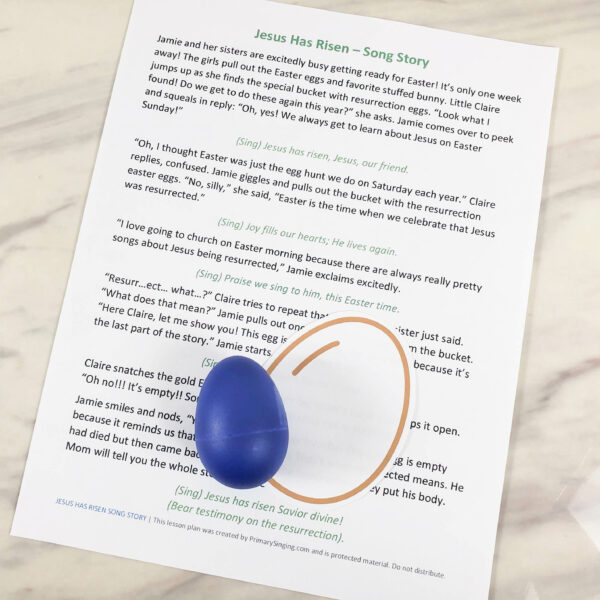 Jesus Has Risen Song Story - Share the song lyrics interwoven with a cute Easter story to teach this song for LDS Primary music leaders in singing time including lesson plan and printable