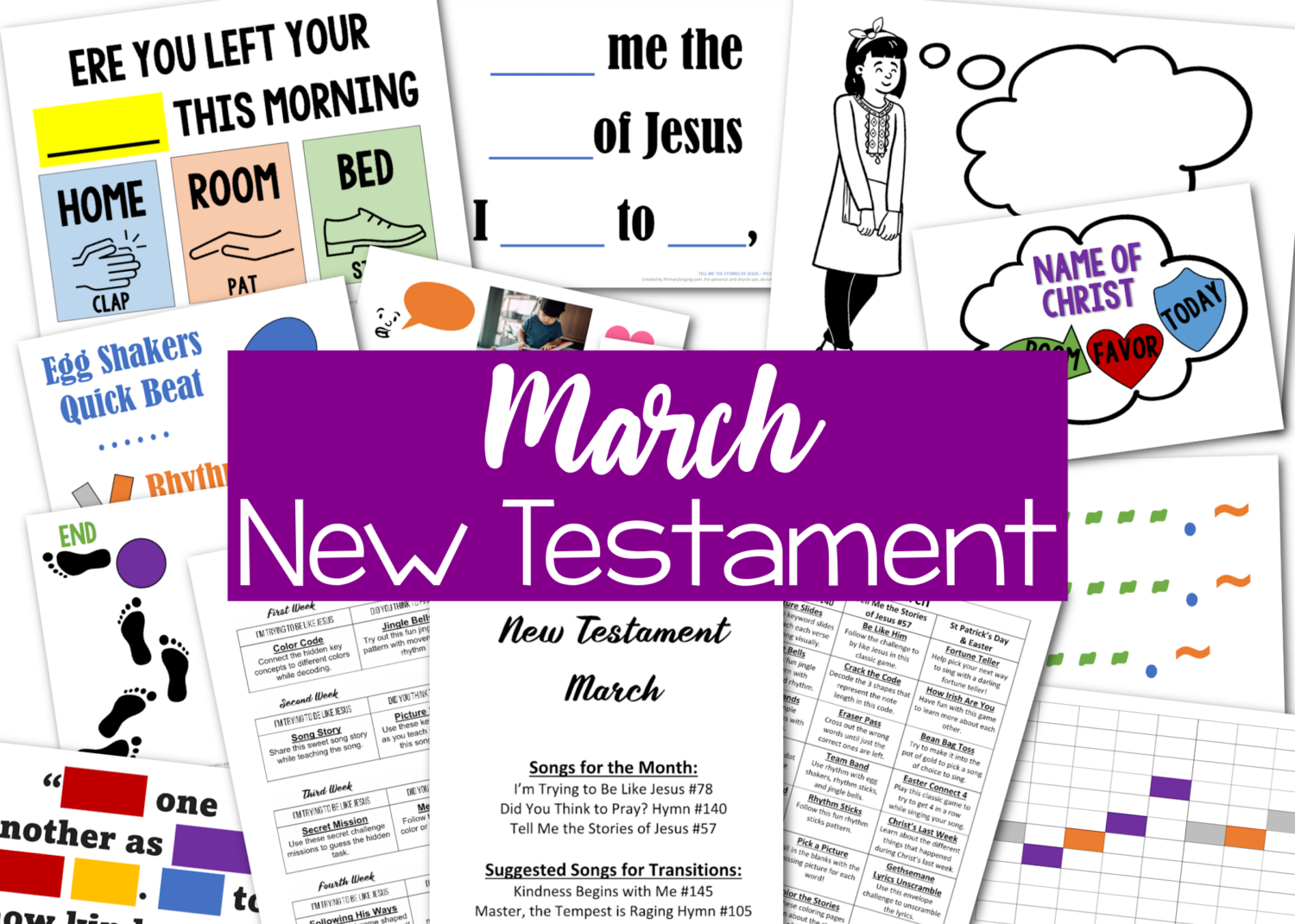 March New Testament Primary Songs list