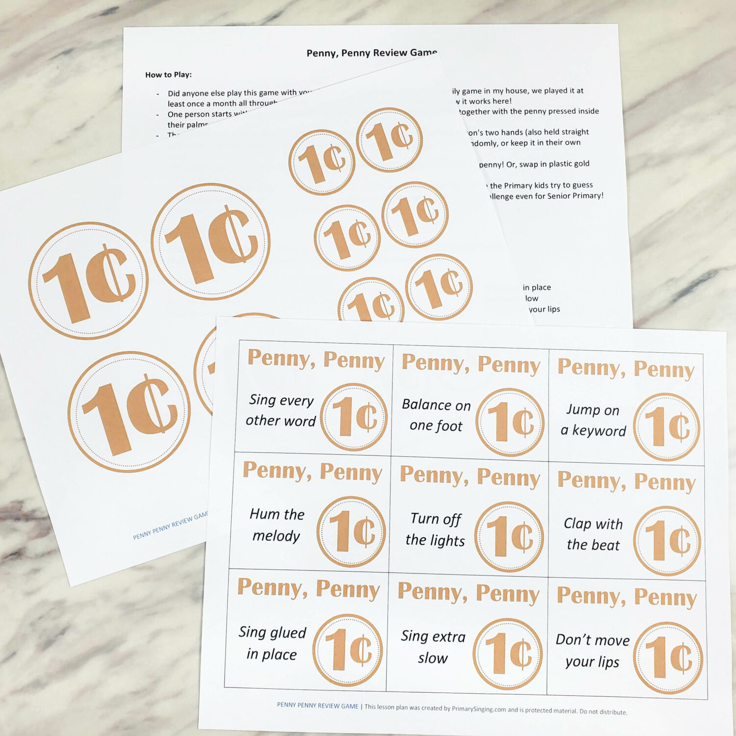 Penny, Penny Who has the Penny game and activity for singing time - Primary Music Leaders song helps and printables, lesson plan to sing through your song of choice.