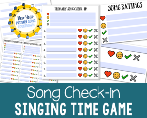 Primary Song Check-in Printable Editable PDF | LDS Singing Time Review Game to Introduce or Practice Lots of Songs!