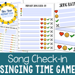 Primary Song Check-in Printable Editable PDF | LDS Singing Time Review Game to Introduce or Practice Lots of Songs!