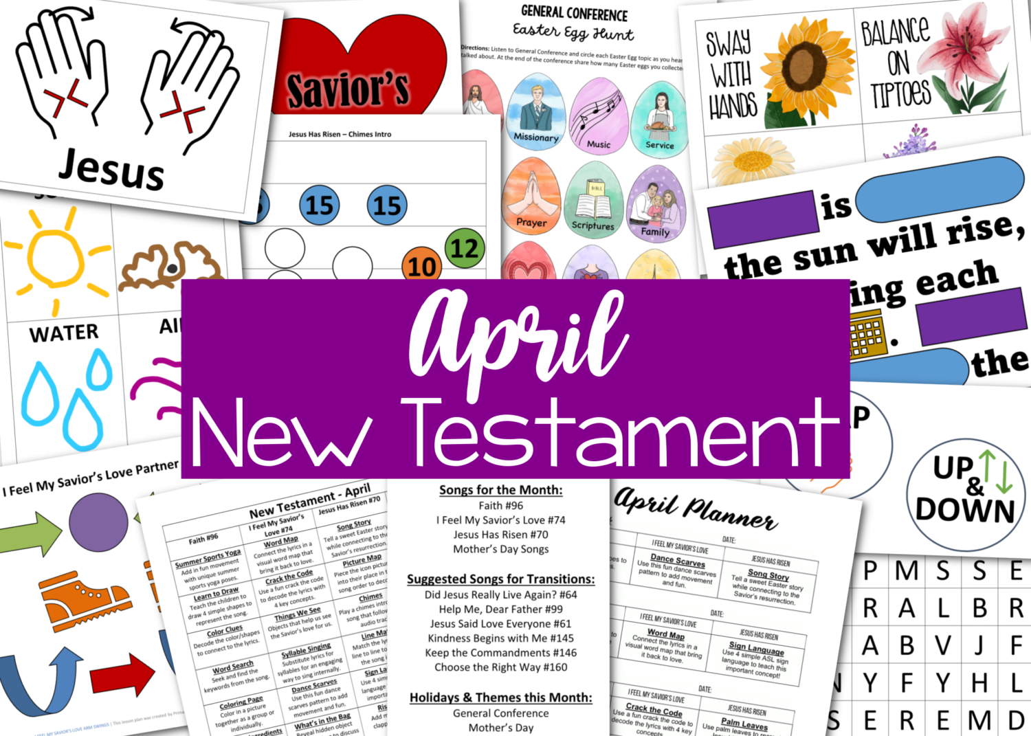 April New Testament Primary Songs list
