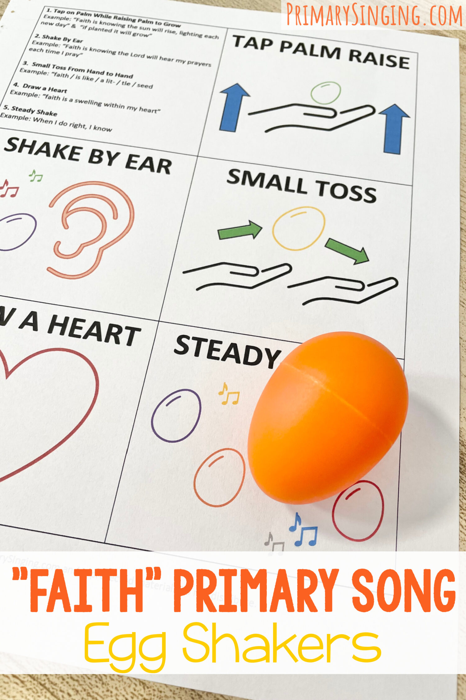You will love this fun Faith Song Egg Shakers living music activity with 5 different actions to use with egg shakers for LDS Primary Music Leaders teaching this Come Follow Me New Testament Song.