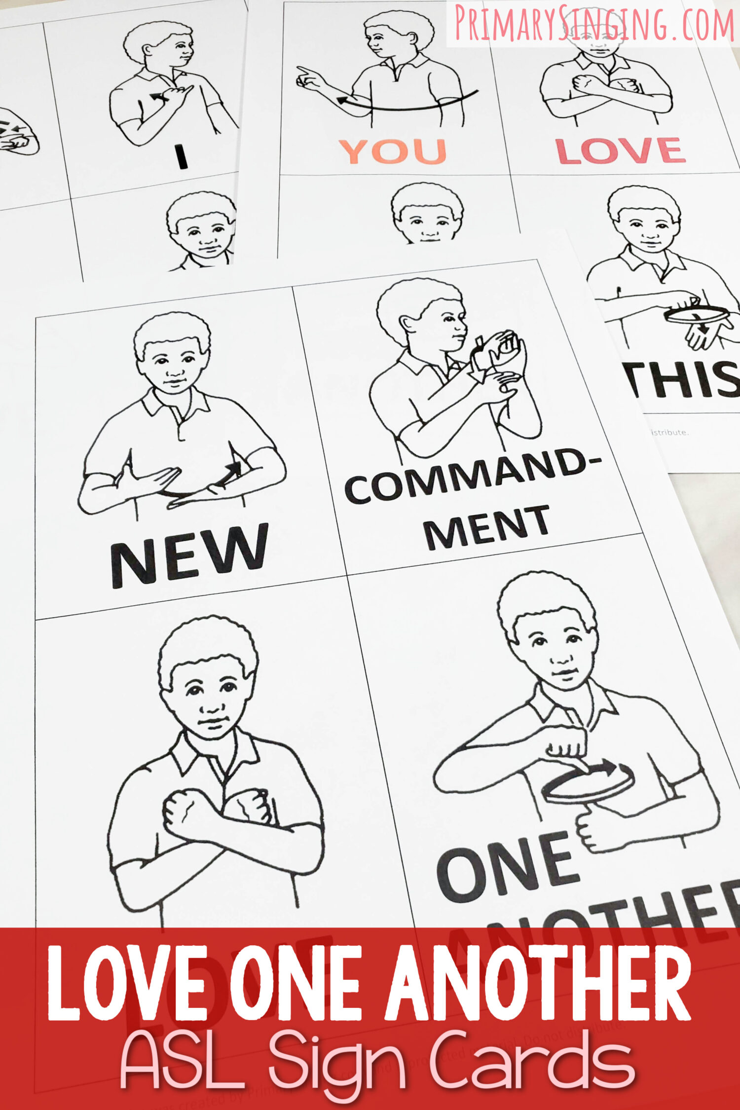 Love One Another ASL Sign language cards - fun and easy singing time idea for LDS Primary music leaders to teach this song with signs to add movement and meaning to the lyrics. Plus lots of fun ideas to mix up this activity in a new way so it feels fresh and different. 