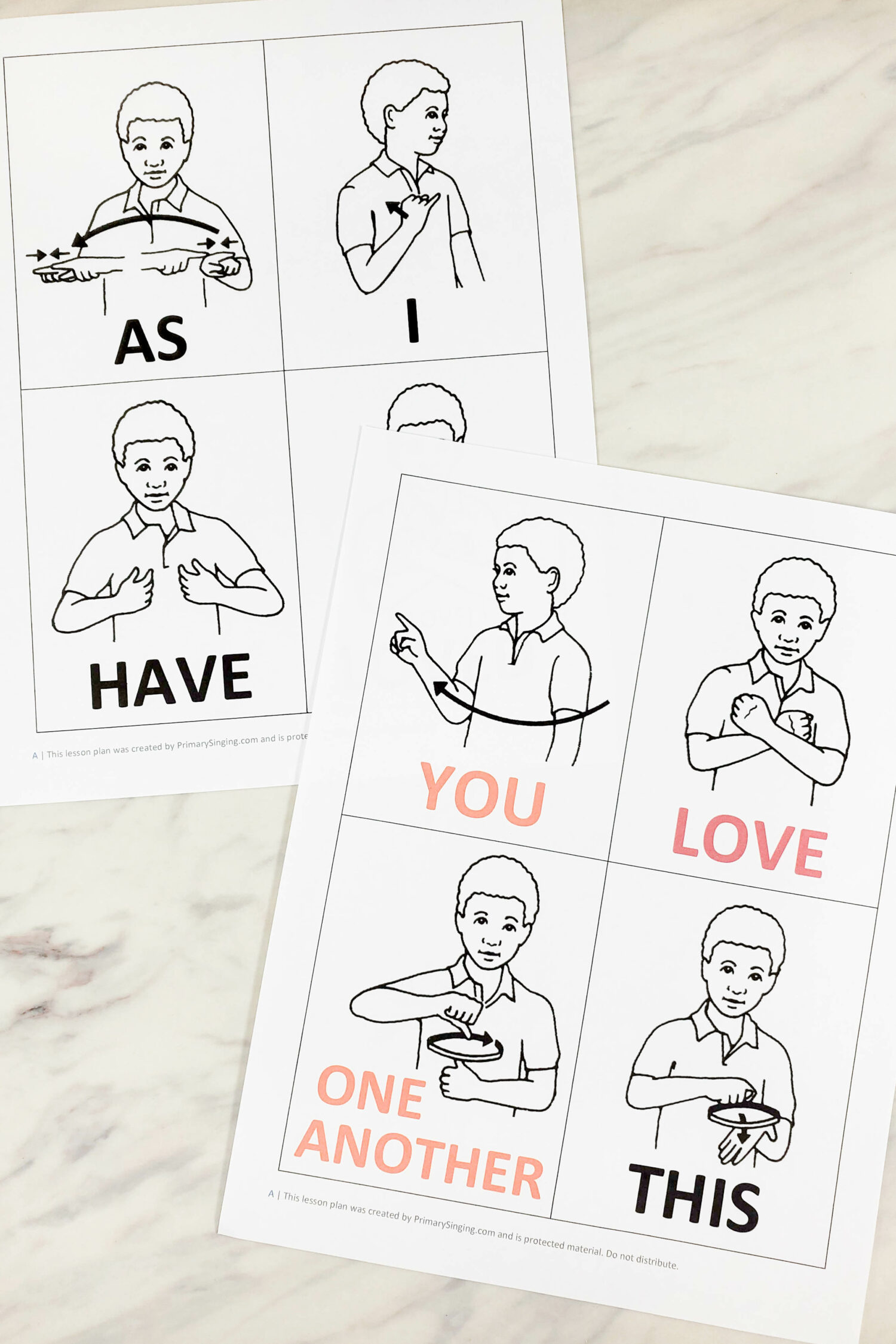 Love One Another ASL Sign language cards - fun and easy singing time idea for LDS Primary music leaders to teach this song with signs to add movement and meaning to the lyrics. Plus lots of fun ideas to mix up this activity in a new way so it feels fresh and different.