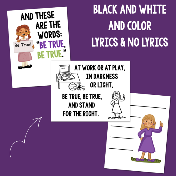 Stand for the Right flip chart and visuals for learning this song printables for LDS Primary music leaders or choristers for singing time