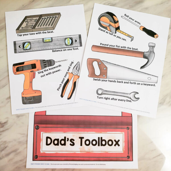 Father's Day Dad's Toolbox fun singing time game to review ANY Father's Day primary song pick! You'll pick out a tool to add to the toolbox and use a fun way to sing included! A no-fuss easy prep lesson plan for LDS Primary Music Leaders.