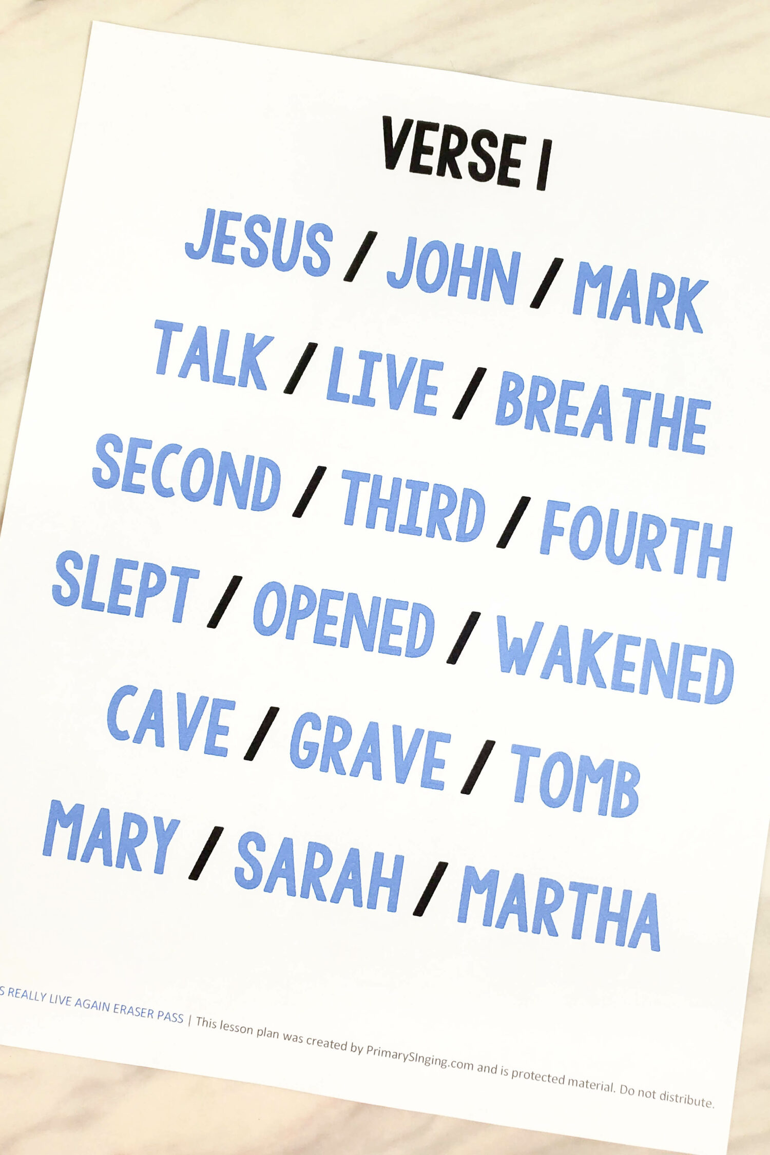 Did Jesus Really Live Again Eraser Pass singing time idea with printable song helps for LDS Primary music leaders. You'll love this activity to cross out the wrong words and fun extension activities.