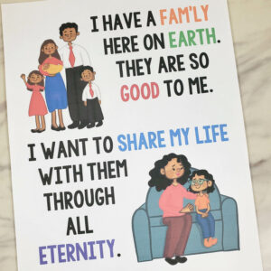 Families Can be Together Forever flip chart and visual aids lyrics plus pictures custom art printable flipchart for Primary music leaders.
