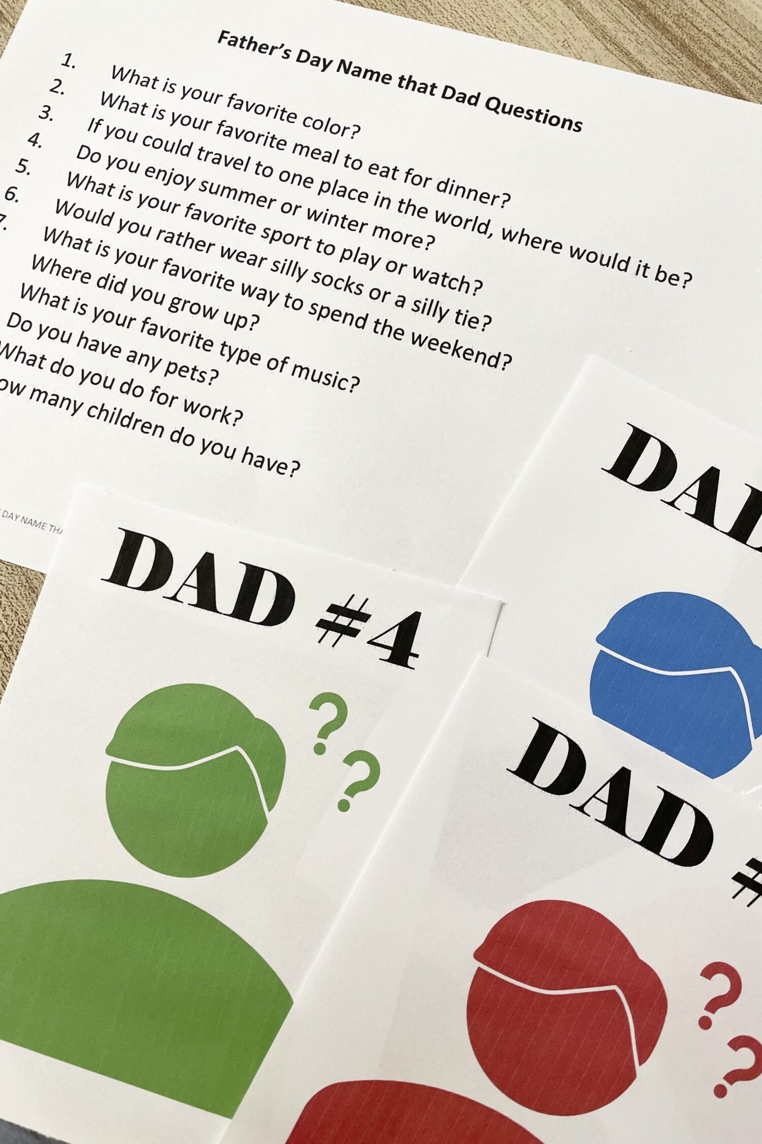 Father's Day Name That Dad game with questions for primary children to guess the dad. Singing time helps for LDS Primary Music Leaders.