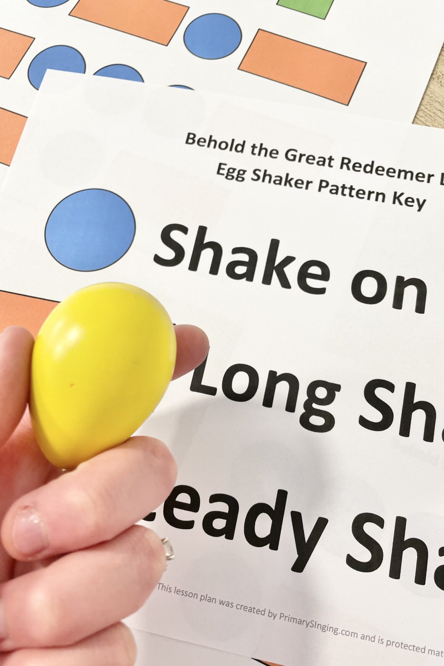 Behold the Great Redeemer Die Egg Shakers! Use this egg shaker pattern with 3 rhythms to review this Come Follow Me New Testament song for LDS Primary Music Leaders.