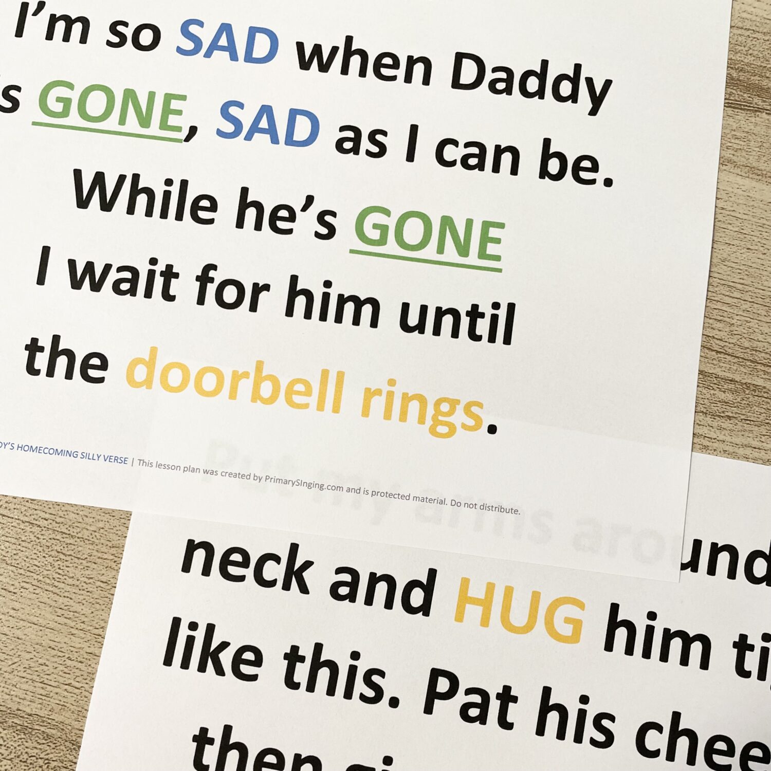 Daddy's Homecoming Silly Verse! Change the lyrics to this Father's Day song with these silly verses with 4 free printable verses for LDS Primary Music Leaders.
