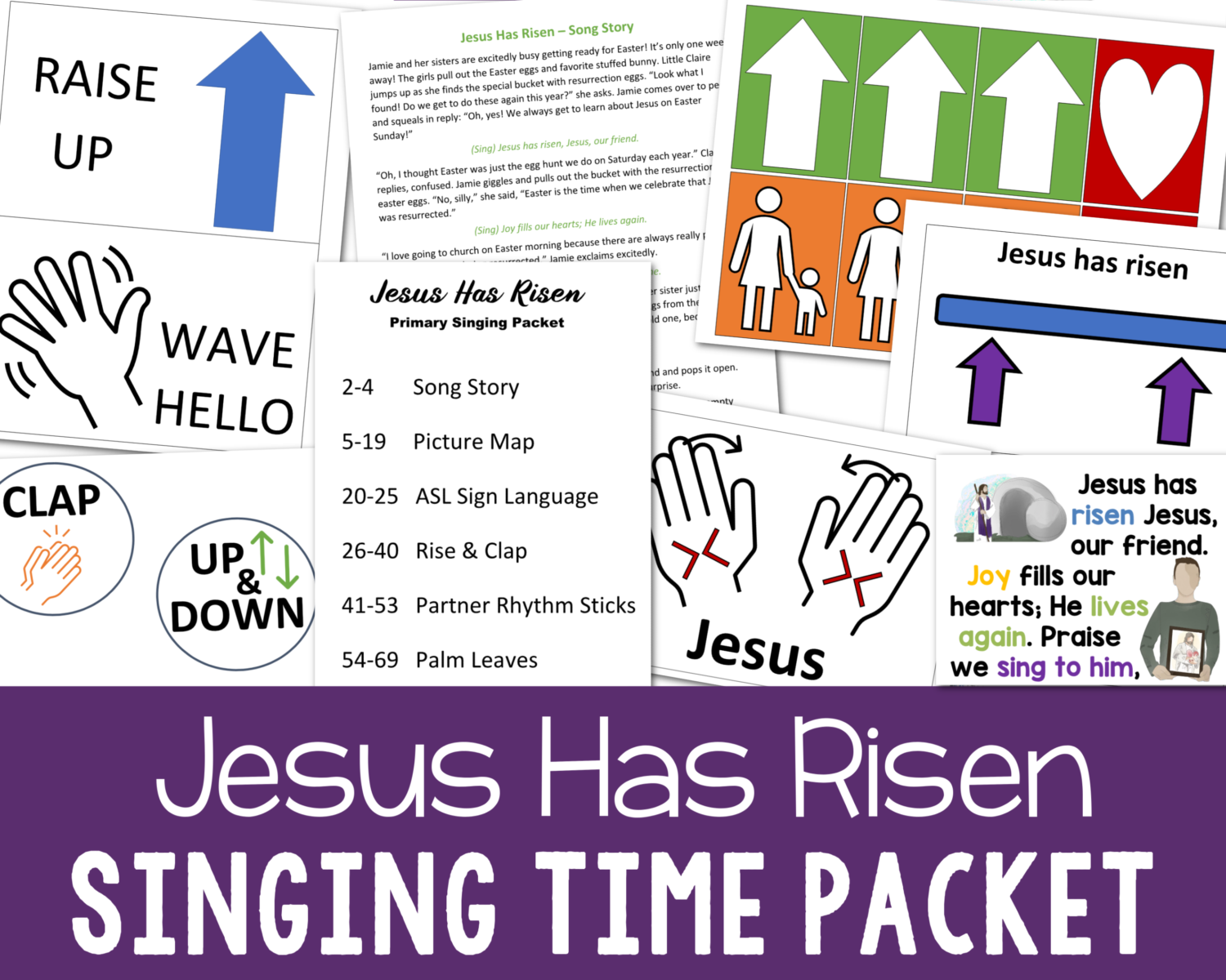 Jesus Has Risen singing time packet easy ways to teach this LDS Primary song for Primary music leaders!