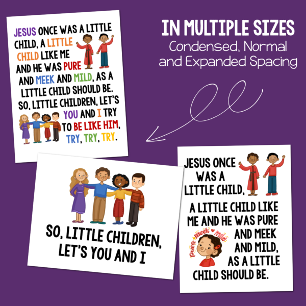 Jesus Once Was a Little Child singing time and flip chart printables for LDS Primary music leaders