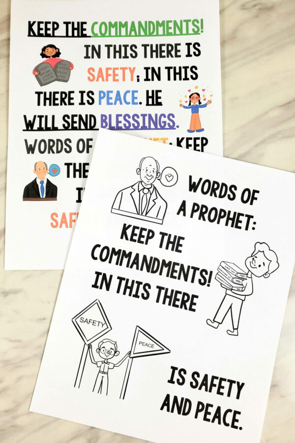 Keep the Commandments Singing time printable flip chart for LDS Primary music Leaders