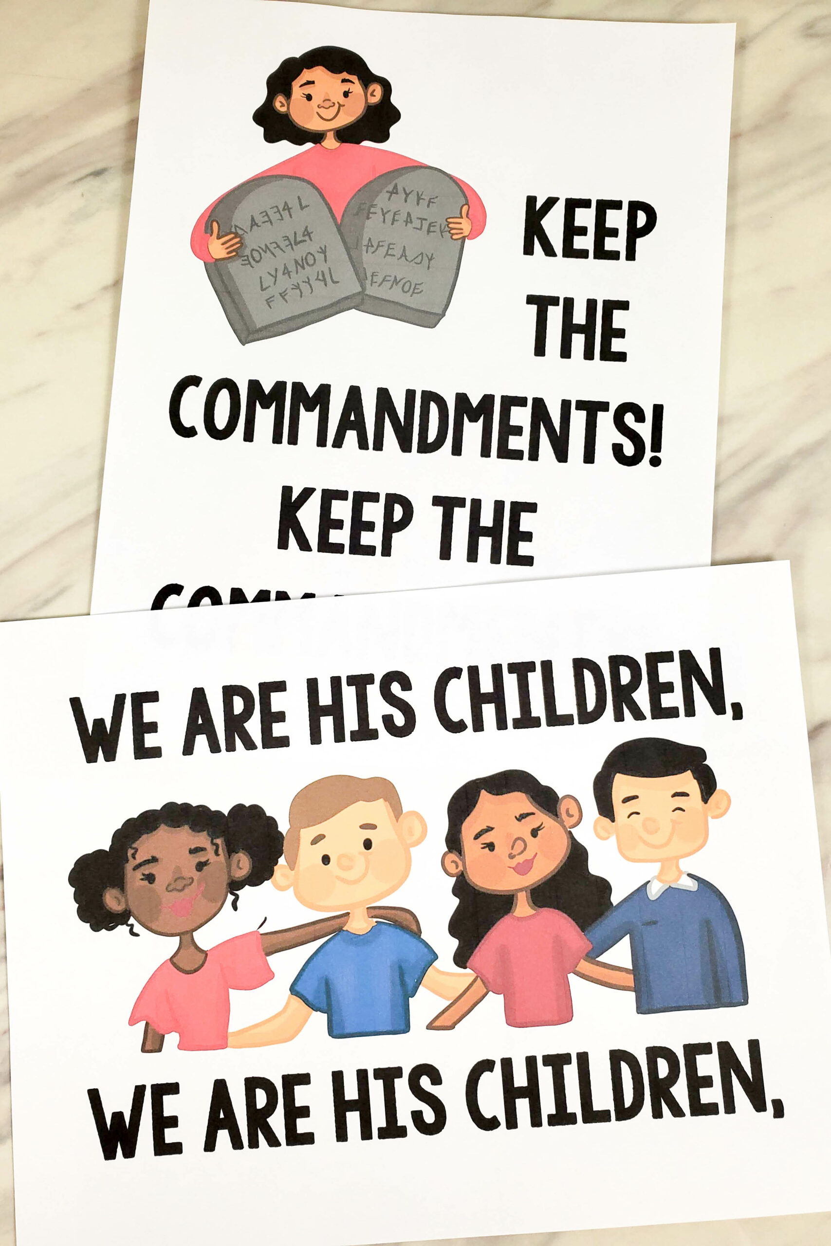 Keep the Commandments Singing time printable flip chart for LDS Primary music Leaders