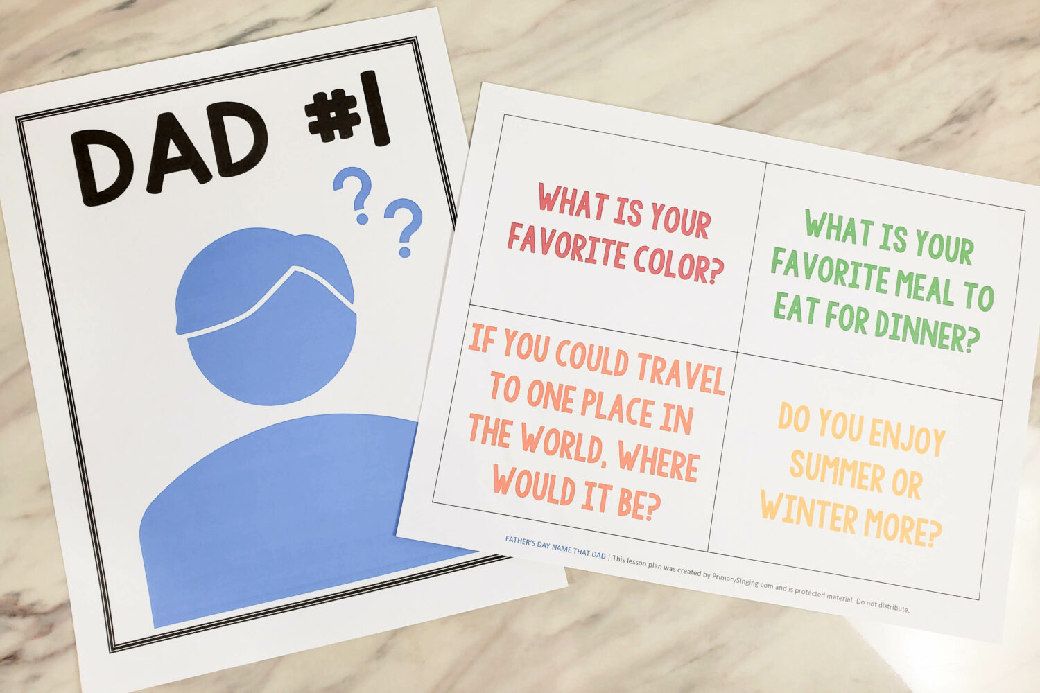 Name That Dad Father's Day singing time ideas - fun way for LDS Primary music leader to teach your choice of Father's day song while having the kids guess the hidden dads in the Primary room!