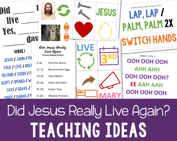 Did Jesus Really Live Again teaching ideas packet singing time helps for LDS Primary Music Leaders lots of fun ways to interact with this Primary song.