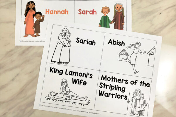 Women in the Scriptures Info Cards with a scripture verse for 25 different scripture women from the New Testament, Old Testament, Book of Mormon, and Doctrine & Covenants. Includes cute custom art for each. See this singing time lesson plan for LDS Primary music leaders that would be great for Mother's Day.