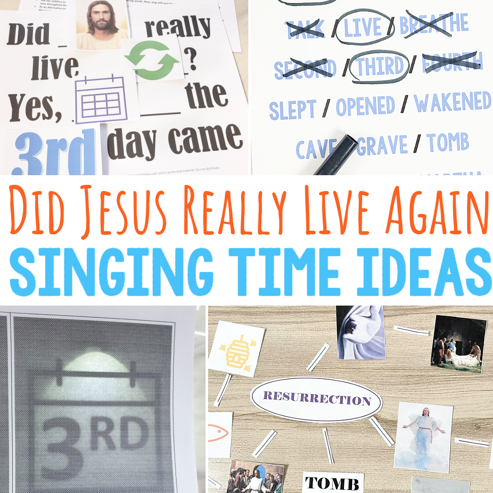 22 Did Jesus Really Live Again singing time ideas - TONS of fun and engaging ways to teach this song including resurrection eggs, word map, cup pattern, eraser pass, find the word, shadow pictures, and more! Activities with printable song helps for LDS Primary music leaders.