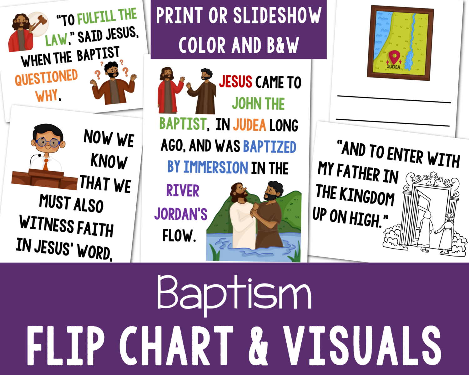Baptism Flip Chart LDS Primary Song visual aids PDF printable and slideshow options for singing time Primary music leaders!