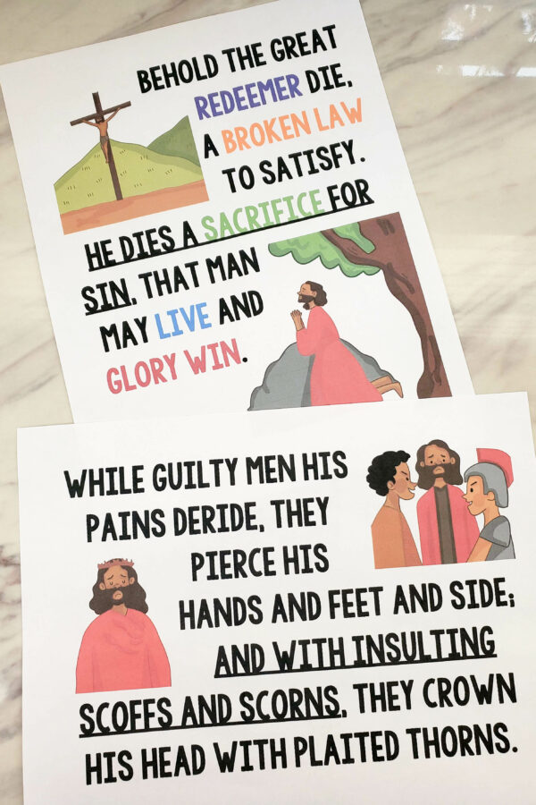 Behold the Great Redeemer Die Flip Chart & Visual Aids printable song helps for LDS Primary music leaders for singing time