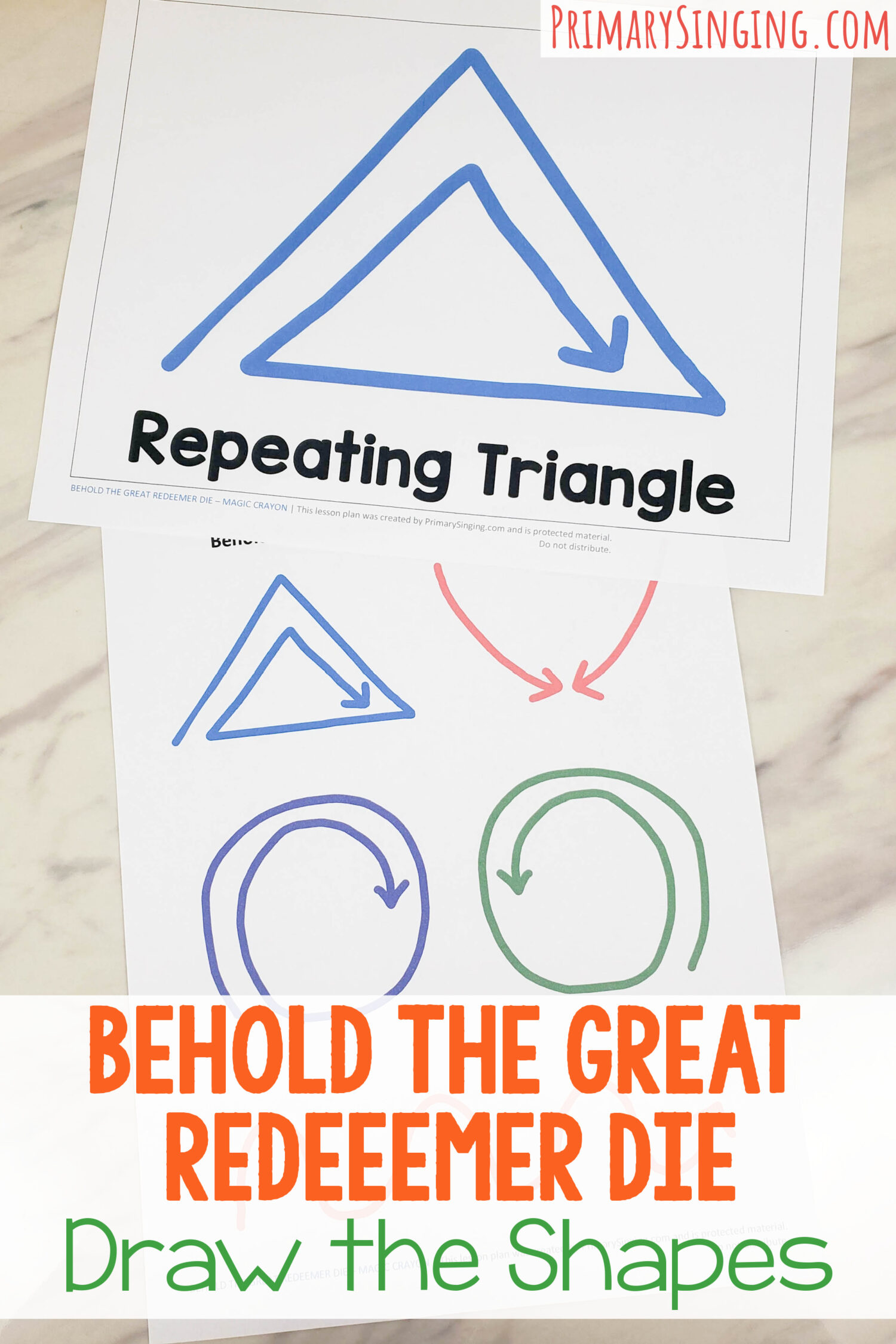 Behold the Great Redeemer Die Draw the Shapes singing time idea - try this fun activity to draw out 5 patterns while leading the hymn! Use this printable pattern chart for LDS Primary Music Leaders.