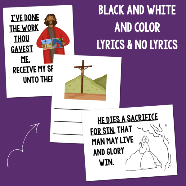 Behold the Great Redeemer Die Flip Chart & Visual Aids prints in different formats black and white, color and without lyrics