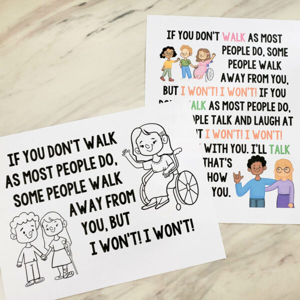 I'll Walk with You Flip Chart black and white and colorful printing options