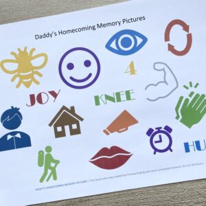 Daddy's Homecoming Memory Pictures- singing time idea to see how many pictures the primary children can remember with printable song helps for LDS Primary Music Leaders.