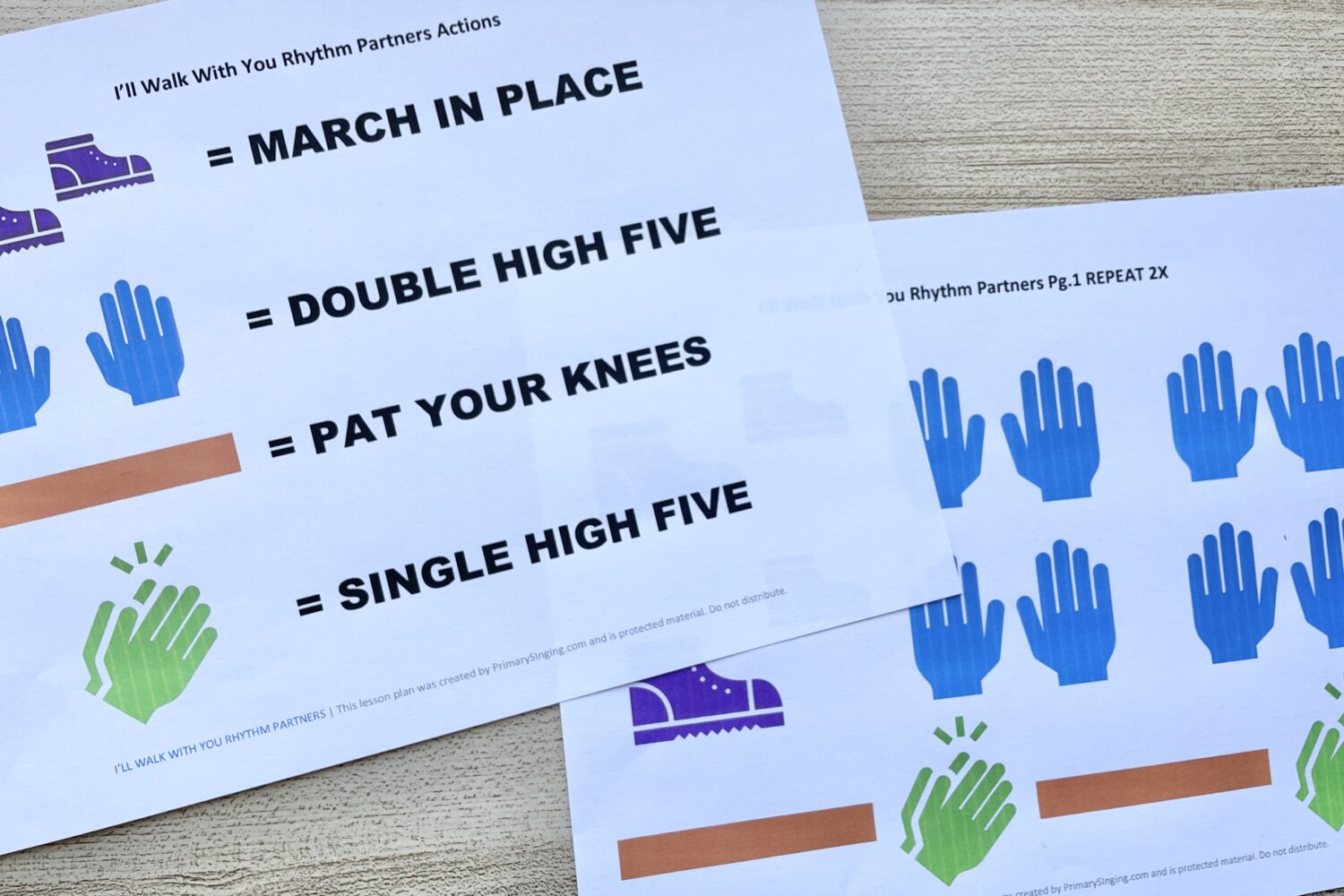 I'll Walk With You Rhythm Partners - people interactions singing time activity with movement actions with printable song helps for LDS Primary Music Leaders.