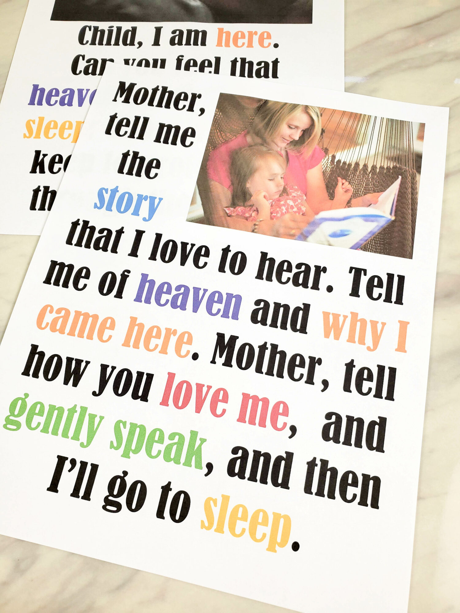 Mother Tell Me the Story flip chart and lyrics singing time helps for LDS Primary Music Leaders teaching this Mother's Day Song