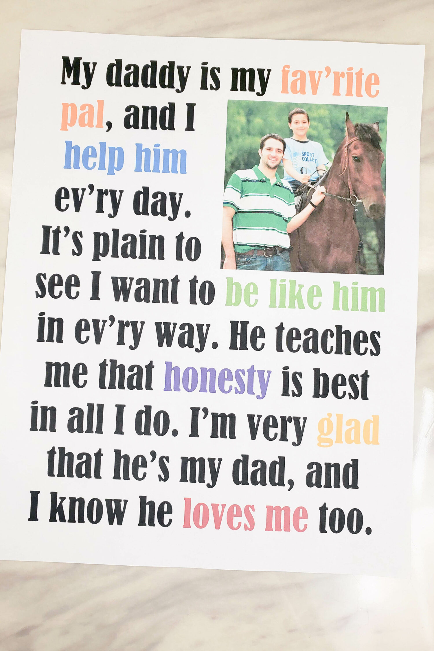 My Dad flip chart & lyrics Father's Day song for LDS Primary music leaders teaching visual aids with pictures and colorful keywords! Plus, a slideshow flipchart option.